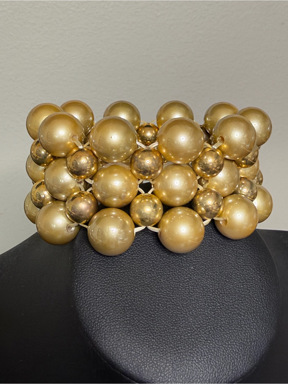 Gold Tone Bubble Faux Pearl Bead Stretch Statement Bracelet - Women's Jewelry